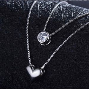 NEW! 925 Sterling Silver Double Layer Necklace !